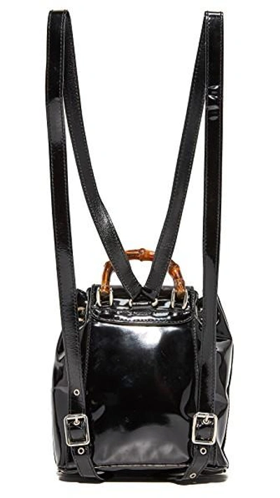 Shop Gucci Patent Bamboo Backpack (previously Owned) In Black