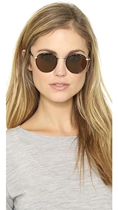 Shop Garrett Leight Wilson Sunglasses In Bourbon Tortoise/pure Brown