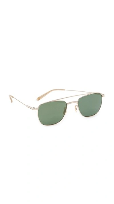 Shop Garrett Leight Riviera Sunglasses In Gold/green