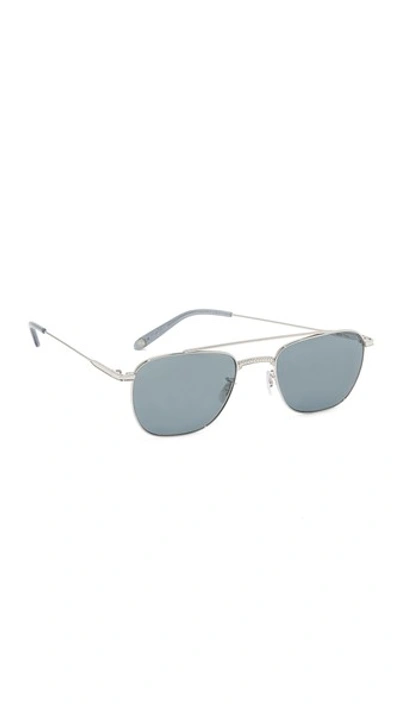 Garrett Leight Riviera Sunglasses In Silver/blue