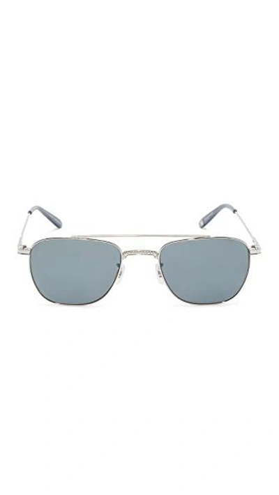 Shop Garrett Leight Riviera Sunglasses In Silver/blue