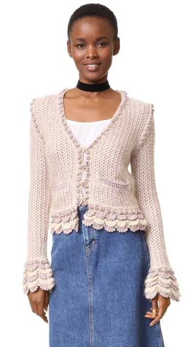 What Goes Around Comes Around Chanel Cardigan (previously Owned) In Beige/pink