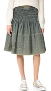 WHAT GOES AROUND COMES AROUND Chanel Pleated Denim Skirt (Previously Owned)