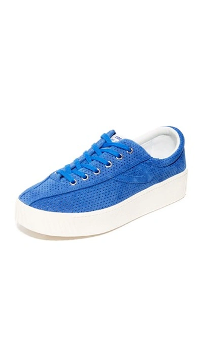 Shop Tretorn Nylite Bold Iii Perforated Platform Sneakers In Blue