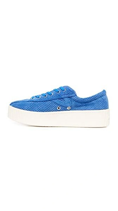 Shop Tretorn Nylite Bold Iii Perforated Platform Sneakers In Blue