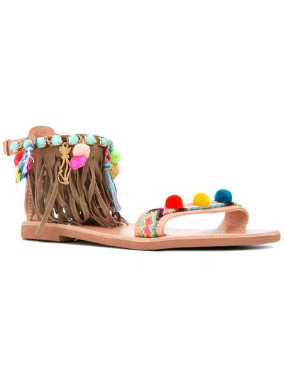 Shop Mabu 'cressida' Fringed Sandals - Neutrals