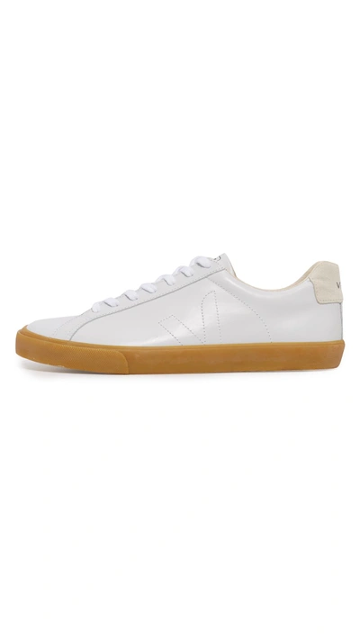 Shop Veja Esplar Leather Sneakers In White/natural