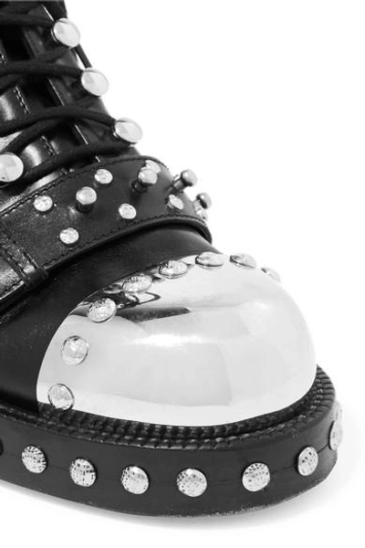 Shop Alexander Mcqueen Hobnail Studded Leather Ankle Boots In Black