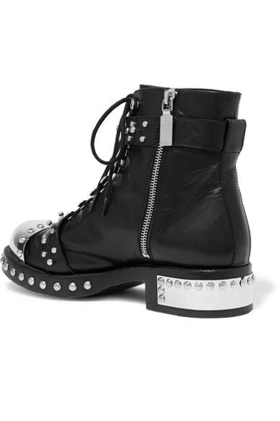 Shop Alexander Mcqueen Hobnail Studded Leather Ankle Boots In Black