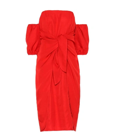 Shop Lpa Off-the-shoulder Dress In Red