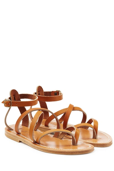 Kjacques Leather Gladiator Sandals In Brown