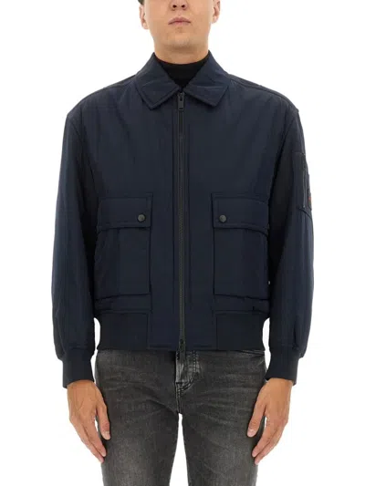 Hugo Boss Boss Men Bomber Jacket With Removable Lining In Blue
