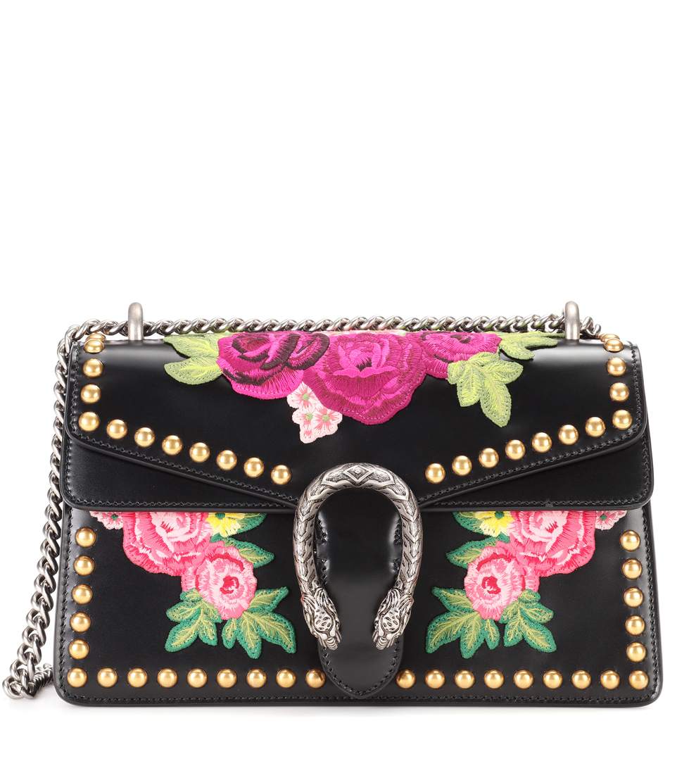 Gucci Dionysus Small Embellished Leather Shoulder Bag In Black | ModeSens