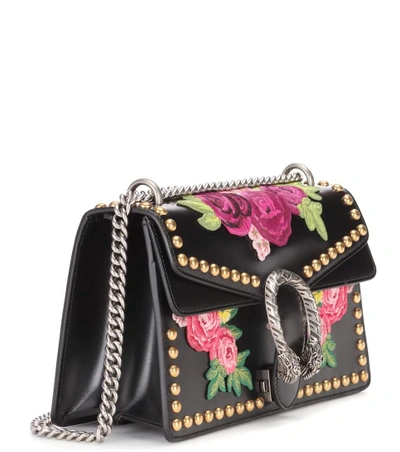 Shop Gucci Dionysus Small Embellished  Leather Shoulder Bag In Eero
