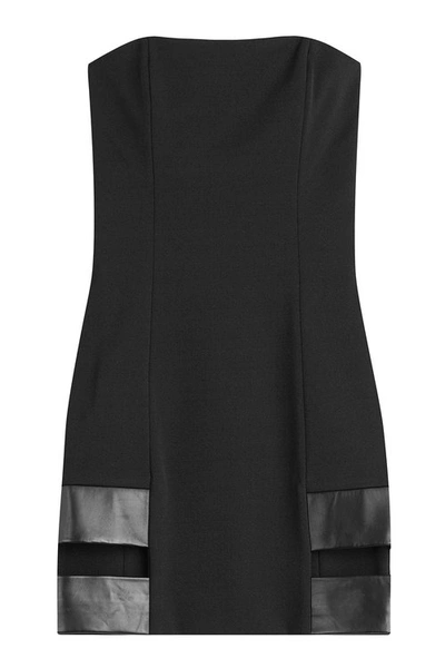 Anthony Vaccarello Mini Dress With Leather And Cut-out Detail In Black