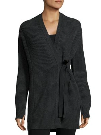 Helmut Lang Textured Wool-blend Cardigan In Charcoal