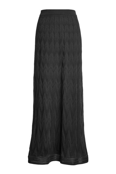 M Missoni Knit Maxi Skirt With Cotton In Black