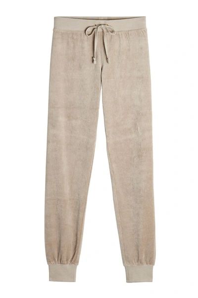 Juicy Couture Velour Track Pants In Beige