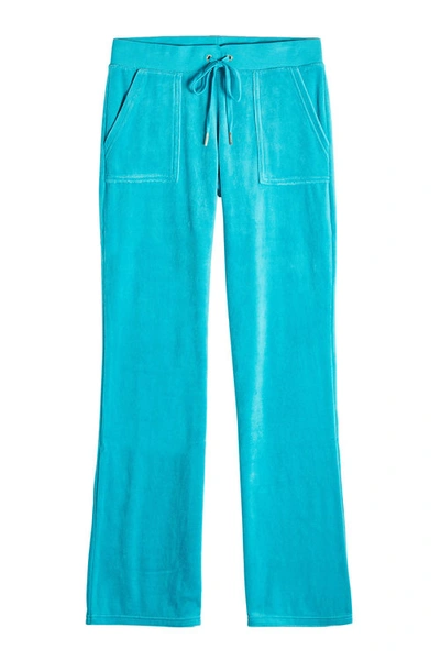 Juicy Couture Straight Leg Velour Track Pants In Teal