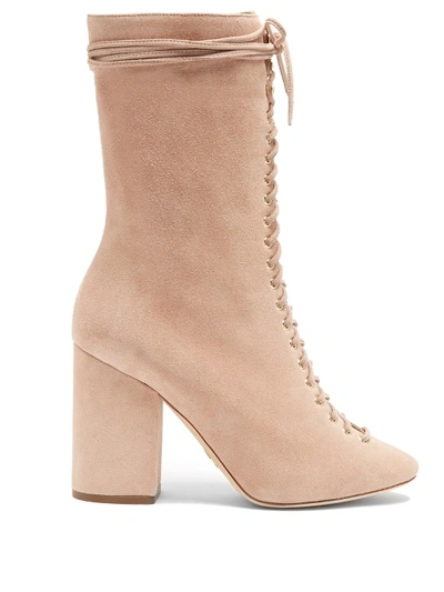 Brother Vellies Lali Lace-up Suede Boots In Nude