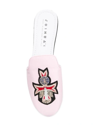 Shop Joshua Sanders Crest Embroidered Mules In Pink