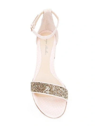 Shop Monique Lhuillier Low Glitter Sandals