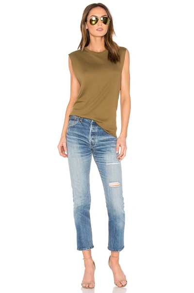 Shop Vince Shirttail Tank In Olive