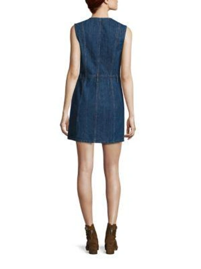 Shop See By Chloé Zip-front Denim Dress In Washed Indigo