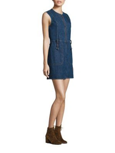 Shop See By Chloé Zip-front Denim Dress In Washed Indigo