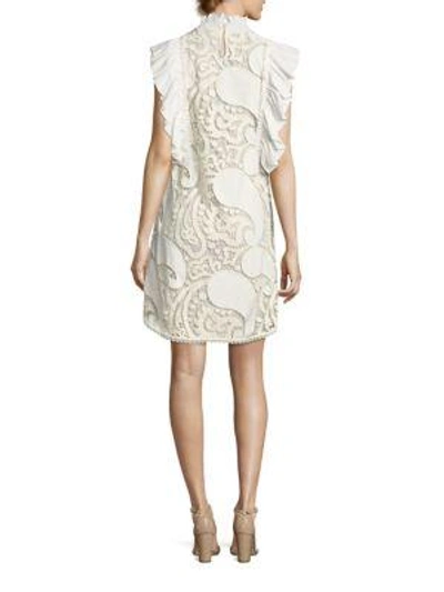 Shop See By Chloé Ruffled Paisley Lace Dress In Natural White