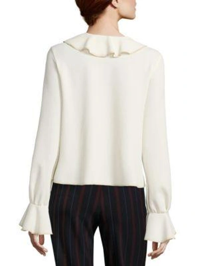 Shop See By Chloé Ruffled Crepe Bell Sleeve Blouse In Natural White