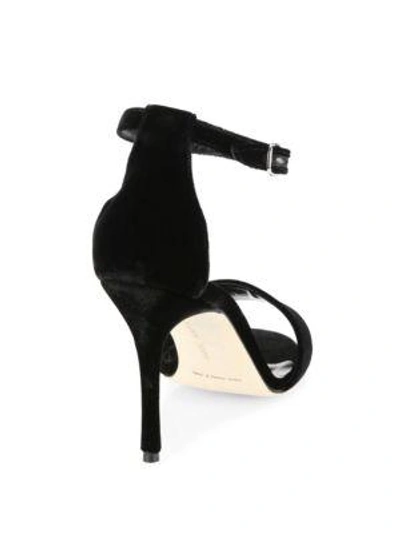 Shop Manolo Blahnik Tressa 105 Velvet Ankle-strap Sandals In Black Velvet