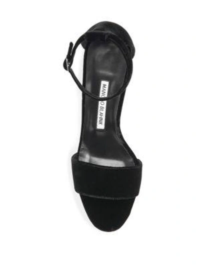 Shop Manolo Blahnik Tressa 105 Velvet Ankle-strap Sandals In Black Velvet