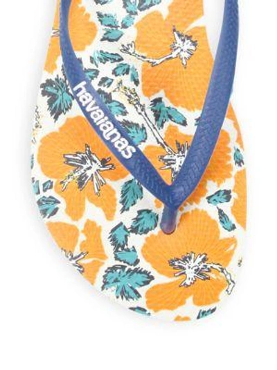Shop Havaianas Slim Floral-print Rubber Flip Flops In White Blue Star