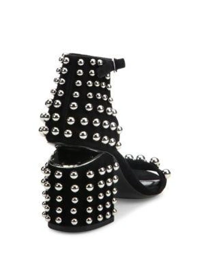 Shop Alexander Wang Studded Abby Ankle Strap Suede Sandals In Black