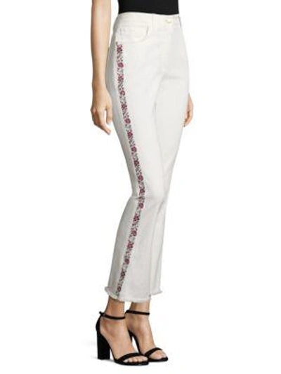 Shop Etro Embroidered Flared Jeans In White