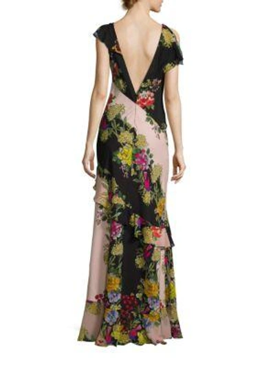 Shop Etro Floral V-back Gown In Pink