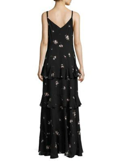 Shop A.l.c Zadena Floral-print Silk Maxi Dress In Black Pink