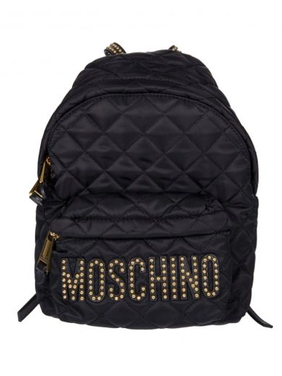Shop Moschino Quilted Backpack In Black