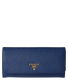 Prada Saffiano Continental Wallet In Bluette