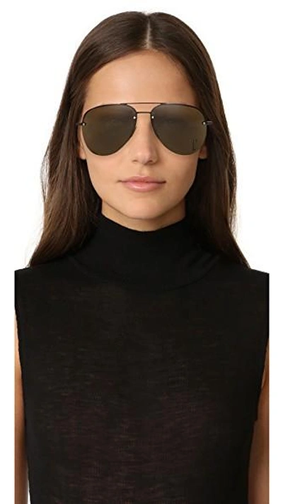 Shop Saint Laurent Classic 11 Sunglasses In Semi Matte Black/gray
