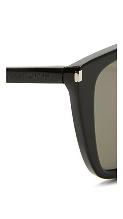 Shop Saint Laurent Sl 156 Sunglasses In Black/grey