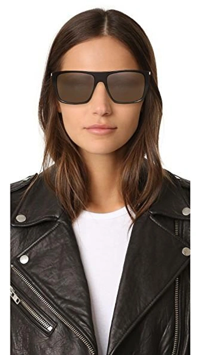 Shop Saint Laurent Sl 156 Sunglasses In Black/grey