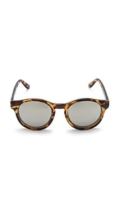 Shop Le Specs Hey Macarena Sunglasses In Syrup Tort/gold Revo Mirror