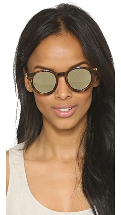 Shop Le Specs Hey Macarena Sunglasses In Syrup Tort/gold Revo Mirror
