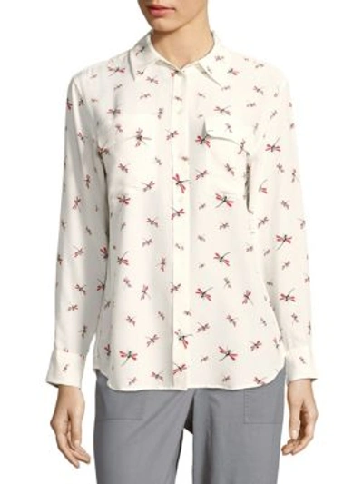 Equipment Signature Insect-print Shirt In White Multicolor