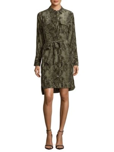 Equipment Delany Printed Silk Shirtdress In Army Jacket