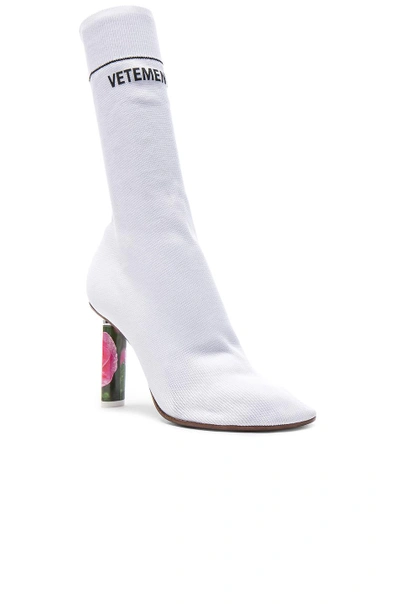Shop Vetements Sock Ankle Boots In White,floral