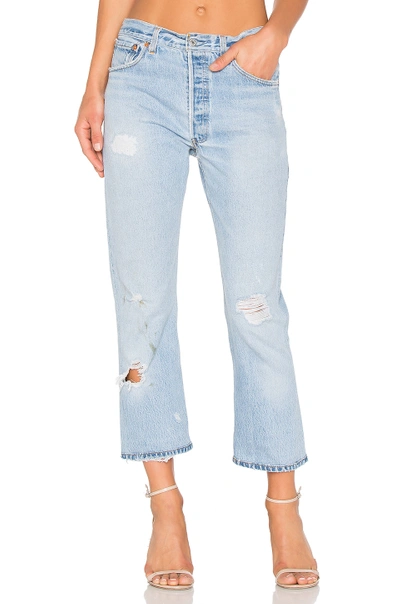 Re/done Levis High Rise Crop Straight In Destructed Blue