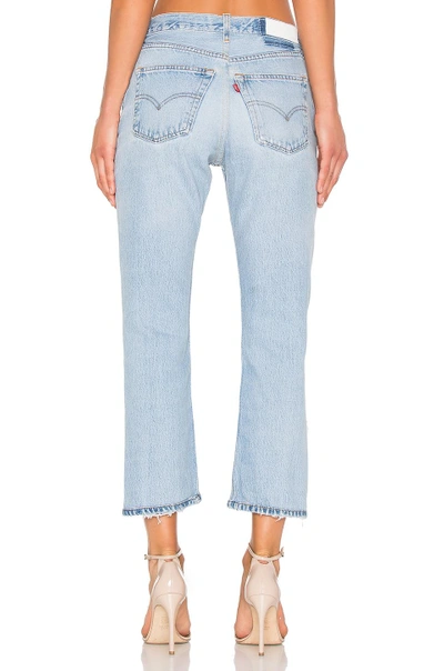 Shop Re/done Levis High Rise Crop Straight In Destructed Blue